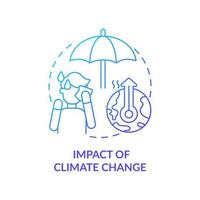 impacto do ícone de conceito gradiente azul de mudança climática. clima e estado mental. tendência na ilustração de linha fina de idéia abstrata de psicologia. desenho de contorno isolado. vetor