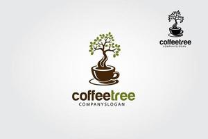 modelo de logotipo de vetor de árvore de café. design de logotipo de árvore de café para empresa de estúdio criativo e outros.