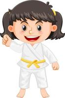 uma garota de uniforme de taekwondo vetor