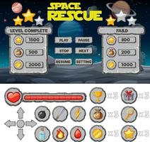 modelo e elementos de plano de fundo do jogo espacial vetor