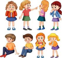 conjunto de personagens de desenhos animados de crianças de bullying vetor