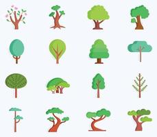 conjunto de ícones de árvore, vetor de plantas e natureza