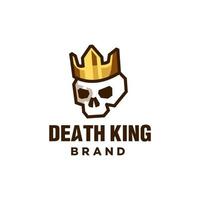 caveira de rei com vetor de logotipo de coroa dourada, rei da morte com desenho de mascote de coroa de ouro real em estilo minimalista