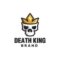 caveira de rei com vetor de logotipo de coroa dourada, rei da morte com desenho de mascote de coroa de ouro real em estilo minimalista