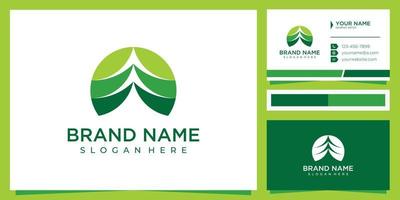 inspiração de design de logotipo de natureza folha com cartão de visita vetor