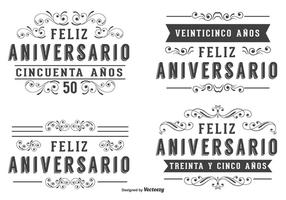 Etiquetas de aniversário na língua espanhola vetor
