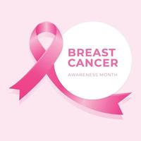 design de plano de fundo do mês de conscientização do câncer de mama com fita de seda rosa realista vetor