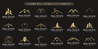 coleção de conjunto de modelos de ícone de design de logotipo imobiliário de luxo criativo. vetor
