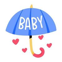 um ícone de adesivo plano de guarda-chuva de bebê vetor