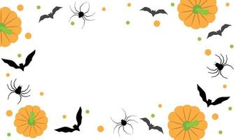 fundo de halloween com abóbora, aranha e morcego. banner com lugar para texto. ilustração vetorial com espaço de cópia vetor