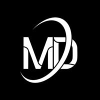 logotipo md. projeto md. letra md branca. design de logotipo de letra md. letra inicial md logotipo do monograma maiúsculo do círculo vinculado. vetor