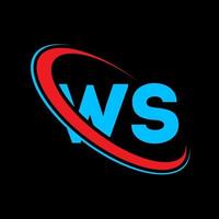 logotipo ws. projeto ws. carta ws azul e vermelha. design de logotipo de carta ws. letra inicial ws vinculado ao logotipo do monograma em maiúsculas do círculo. vetor
