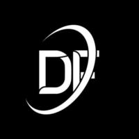 logotipo df. projeto df. carta branca df. design de logotipo de carta df. letra inicial df vinculado ao logotipo do monograma maiúsculo do círculo. vetor
