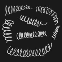 mola espiral desenhada à mão. bobinas flexíveis, molas de arame e espirais de bobina de metal no estilo doodle vetor