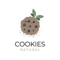 grande logotipo de ilustração vetorial de biscoitos de chocolate natural vetor