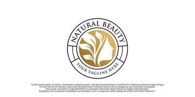 design de logotipo de beleza natural para mulher com vetor premium de conceito de emblema