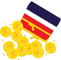bandeira desenhada à mão da tailândia baht tailandês desenhada à mão vetor