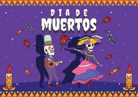 design de plano de fundo do festival dia de muertos com ação de dança vetor