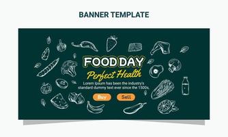 banner de site realista de esboço abstrato de comida saudável vetor