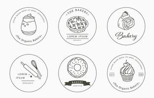 coleção de sobremesas com croissant, cake.vector ilustração para ícone, adesivo, imprimível e tatuagem vetor