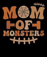 camiseta mãe de monstros engraçado retro mãe pontos de halloween camiseta de vetores de monstro assustador de halloween