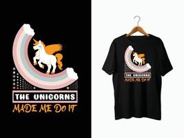 design de camiseta de unicórnio vetor