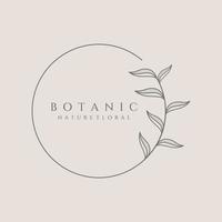 design de vetor de modelo orgânico de logotipo botânico natural com folhas, flores, caules. com contorno minimalista, elegant.suitable para beleza, crachá, casamento e negócios.