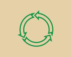 recicle o símbolo de resíduos e a seta verde logotipo web ícone conceito ilustração vetorial plana. vetor