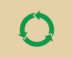 recicle o símbolo de resíduos e a seta verde logotipo web ícone conceito ilustração vetorial plana. vetor