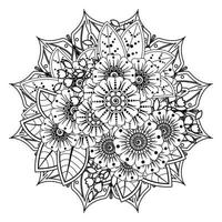 padrão circular em forma de mandala para henna, mehndi, tatuagem, decoração. ornamento decorativo em estilo oriental étnico. página do livro para colorir. vetor