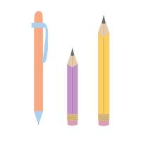 conjunto de ilustração vetorial de lápis, volta às aulas. artigos de papelaria vetoriais em estilo simples vetor