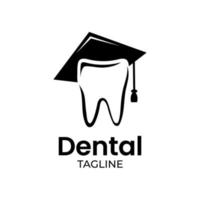 logotipo dental minimalista com boné de formatura vetor