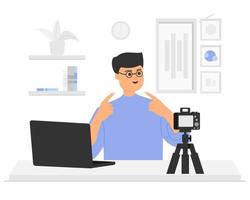 vlogger faz uma resenha sobre ilustração de óculos vetor