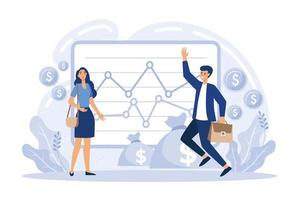 receita de dividendos e rentabilidade financeira. gráfico de retorno do investimento, plano de fundo orçamentário, aumento de receita, relatório contábil, vetor