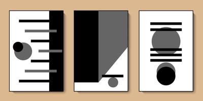 coleção de arte de parede de geometria abstrata. cartão moderno para folhetos de galeria de arte, convites, cartazes. design de vetor de formas brancas pretas geométricas minimalistas