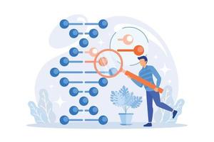 modificação do genoma, alteração da sequência de dna. ciência futura, estudo de biotecnologia, elemento de design de ideia de bioengenharia. Análise da estrutura genética. ilustração moderna de vetor plana