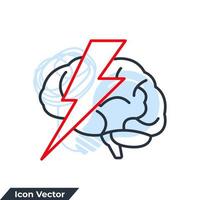 brainstorm ícone ilustração em vetor logotipo. cérebro com modelo de símbolo de trovão para coleção de design gráfico e web