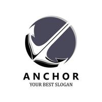 vetor de ícone de logotipo de âncora de navio, porta, ilustração de design retrô