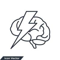 brainstorm ícone ilustração em vetor logotipo. cérebro com modelo de símbolo de trovão para coleção de design gráfico e web