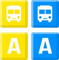sinal de parada de ônibus. placa azul e amarela. sistema de transporte público urbano. um conjunto de objetos quadrados. vetor