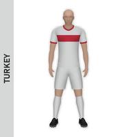 Maquete de jogador de futebol realista 3D. temperatura do kit de time de futebol da turquia vetor