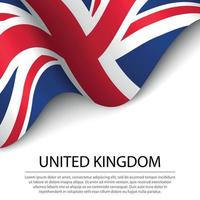 acenando a bandeira do Reino Unido em fundo branco. bandeira ou costela vetor