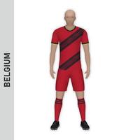 Maquete de jogador de futebol realista 3D. kit de time de futebol da bélgica vetor