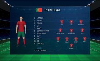 gráfico de transmissão de placar de futebol com time de futebol de esquadrão por vetor