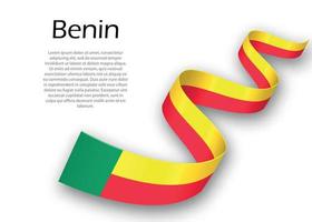 acenando a fita ou banner com bandeira do benin. modelo para independente vetor