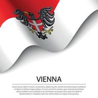 acenando a bandeira de viena é um estado da áustria em fundo branco. vetor