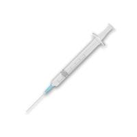 Seringa 3D realista com agulha, ilustração de injeção de vacina para seu projeto vetor