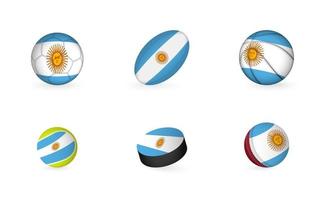 equipamentos esportivos com bandeira da argentina. conjunto de ícones de esportes. vetor