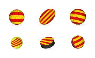 equipamentos esportivos com bandeira da Catalunha. conjunto de ícones de esportes. vetor