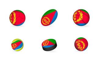 equipamentos esportivos com bandeira da eritreia. conjunto de ícones de esportes. vetor